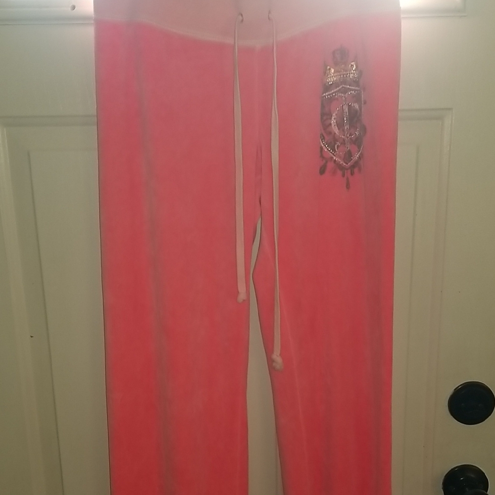 Juicy Couture Coral Joggers with Crest Embroidery